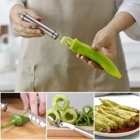 Hot Stainless Steel Pepper Corer Portable Zucchini Cucumber Core Remover Special Kitchen Gadgets with Serrated Edge Home Gadgets