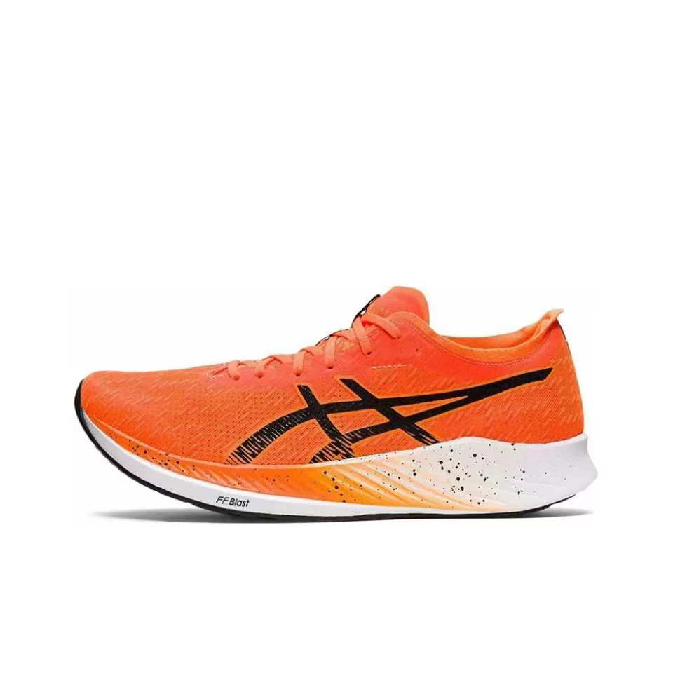 thumbnail image 1 of Zapatillas de running de corte bajo con placa de carbono y tejido de malla Asics Metaracer 1.0 Racing para hombre, color gris y azul, 1 of 5
