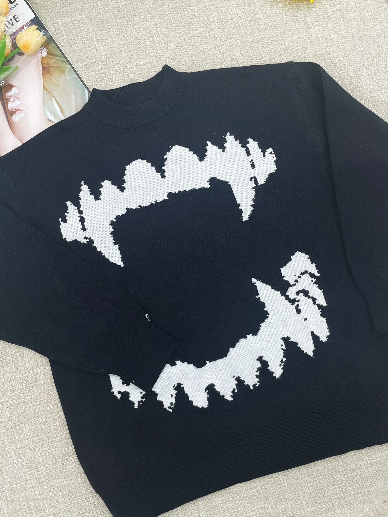 temperament commuter style pullover sweater for women's autumn and winter new loose all-match crew-neck knitwear