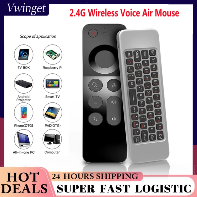 Wireless Voice Input Remote Controller Mini Keyboard Air Mouse 2.4G Smart Home Remote Switch Usb Movie Pc Per Android Mac Linux