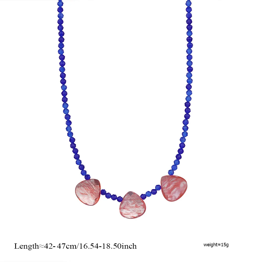 Stainless Steel Natural Stone Short Neckalce with Small Fish Pendant Exquisitely Handmade Beads Snail Collar Jewelry Party Gifts