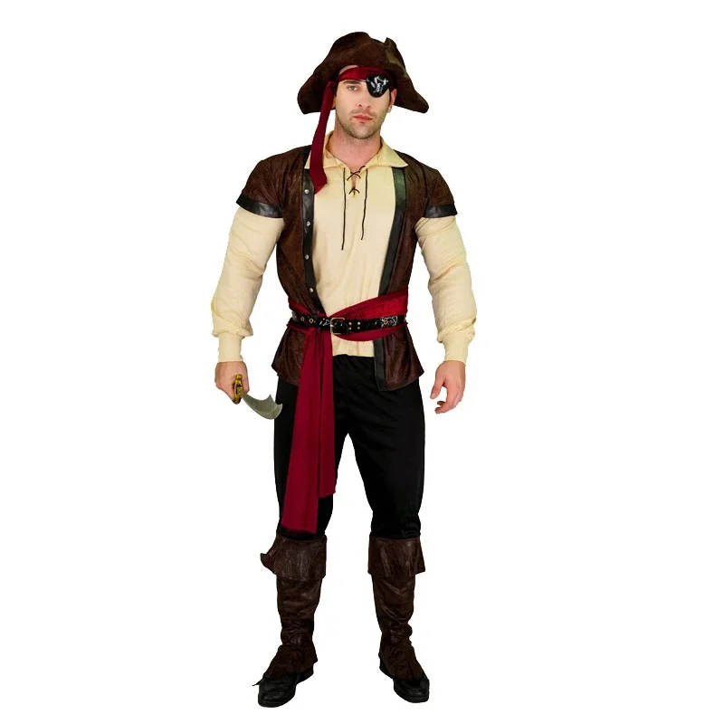

Halloween Costume Men Pirate Cosplay Pirate Captain Jack Sparrow Men Adults Purim Christmas Party Luxury Buccaneer Outfits Role