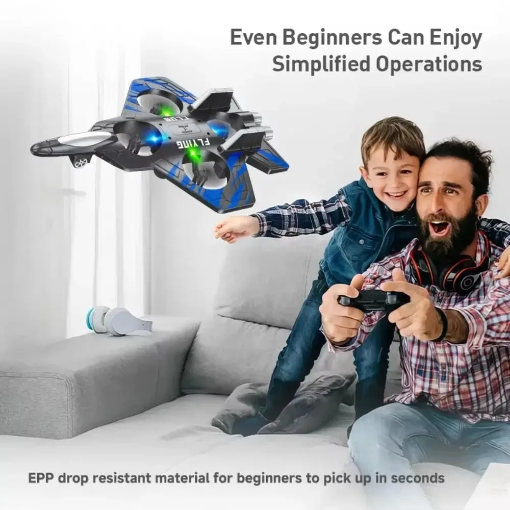Drone RC EPP 4 canaux 2.4G gyroscope 6 axes en action, volant au-dessus d'un champ dégagé