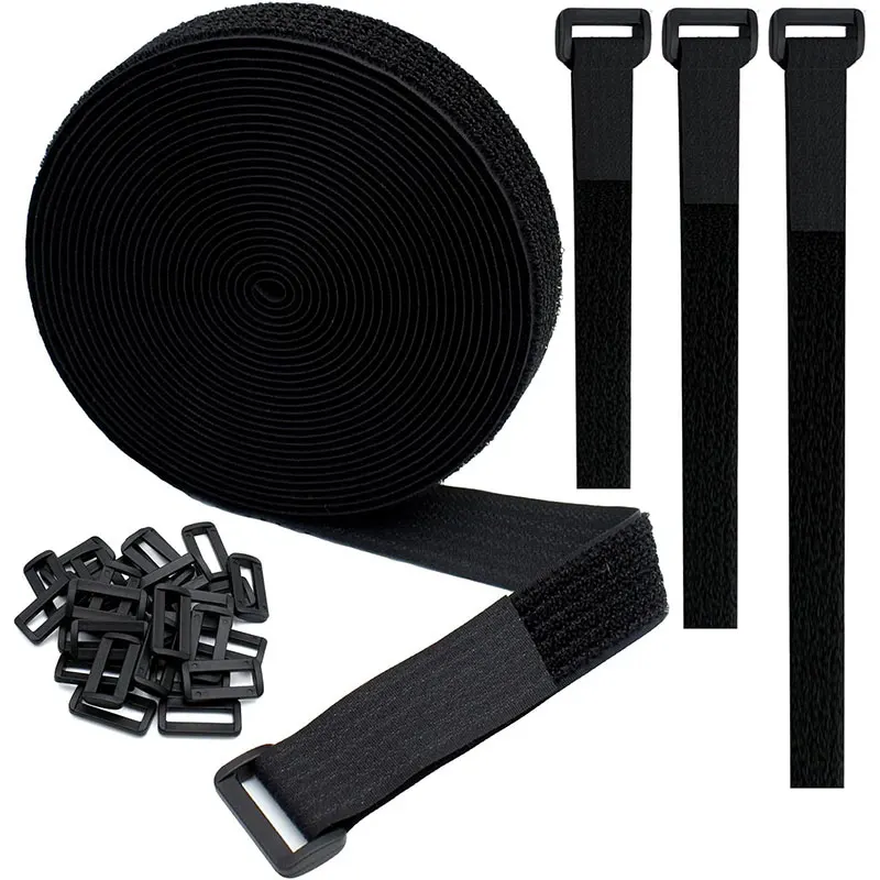 Versatile Hook and Loop Reusable Cable Straps with Buckles - Customizable Nylon Cord Organizer