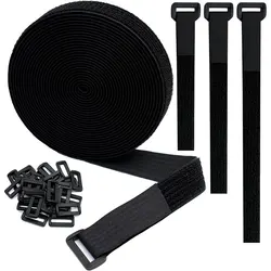 Versatile Hook and Loop Reusable Cable Straps with Buckles - Customizable Nylon Cord Organizer - 20mm (5Meters 20plastics)