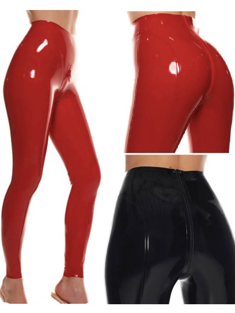 Pantaloni A Matita In Ecopelle Lucida A Vita Alta Effetto Bagnato Leggings In Pvc Con Cerniera Sul Cavallo Pantaloni Collant Sexy Pantalon Spodnie