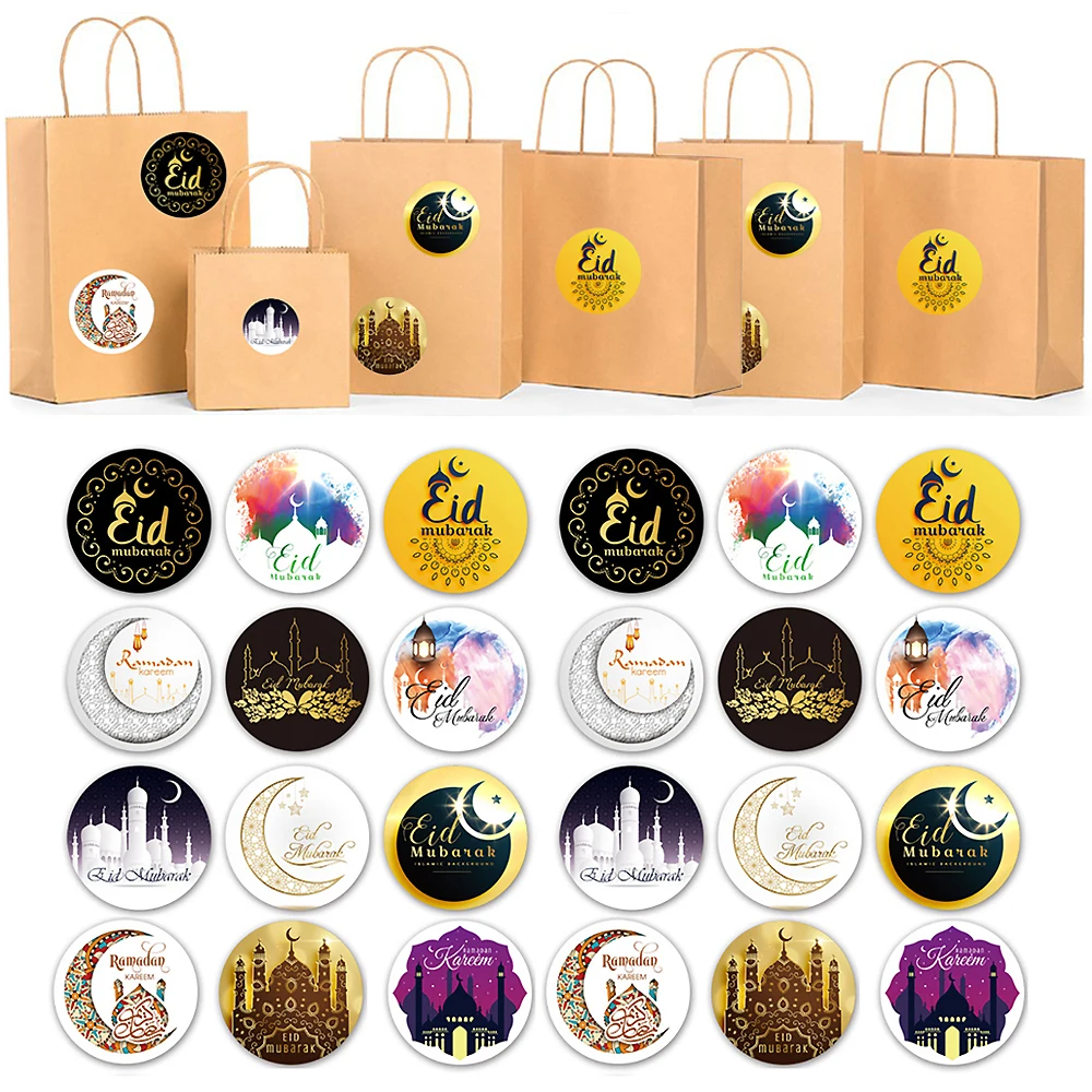 

60/120pcs Eid Mubarak Packaging Sealing Stickers Gift Box Lable Seal Sticker Ramadan Decoration Islamic Muslim Eid al-fitr Decor