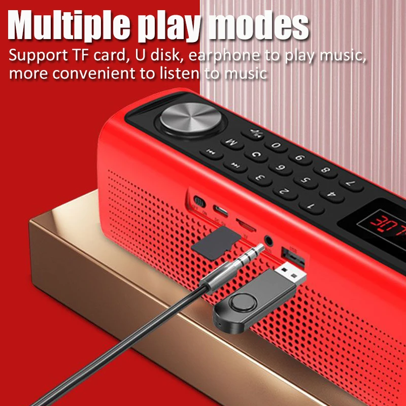 MIni Portable FM Radio Handheld 10W Bluetooth Speaker TF Card USB Music Player Support CVC Noise Reduction Calling/Recording