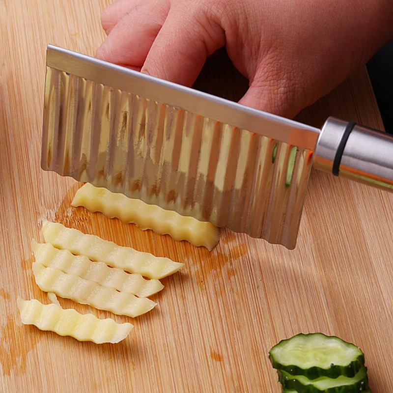 2PCS Potato Slicer French Fry Cutters Stainless Steel pizzas Carrots Wavy chopper for Fruits Vegetables long-lasting