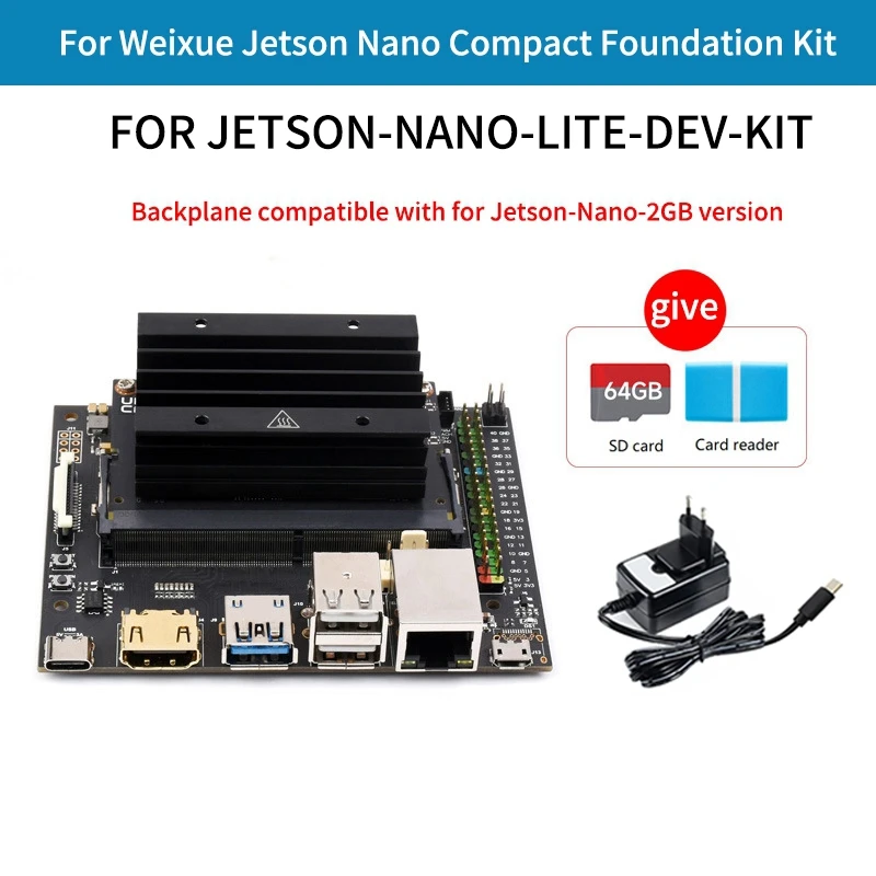 

For Jetson Nano 4GB+16G Lite DEV AI Development Board With Jetsonnano Module+64G SD Card+Card Reader+5V 3A Power