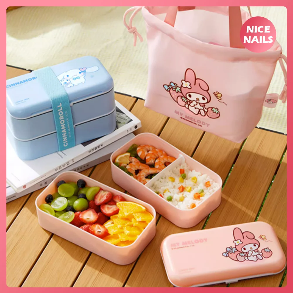 Hellokitty Cinnamoroll Compartment Bento Box Picnic Box Leakproof Stackable  Large Capacity Office Portable Double Lunch Box