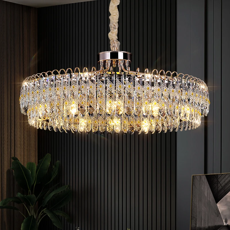 Light Luxury Living Room Chandelier Crystal Restaurant Light Modern Simple High-End Atmosphere Hotel Lobby Crystal Main Light