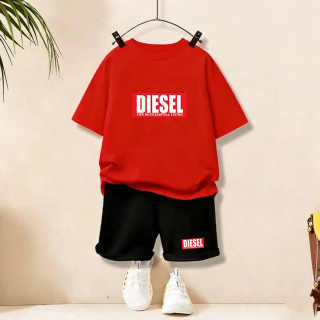 Ensemble T-shirt et bas pour enfants, 2 pièces, noir, pour filles et garçons de 3 à 12 ans, ensemble décontracté pour enfants, imprimé de marque, T-shirt d'été respirant et cool 1