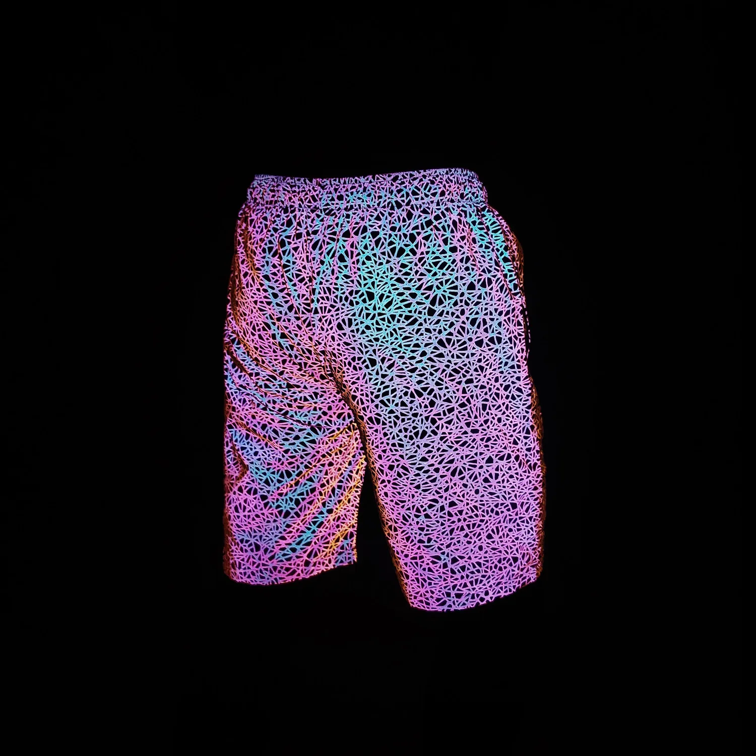 Rainbow Color Hip Hop Reflective Shorts Mens Outdoor Sports Casual Shiny Short Pants Night Reflect Light Bermuda Masculina 4