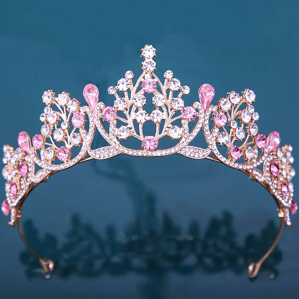 DIEZI-Couronne princesse reine pour filles, diadème en cristal rose pour  fête d'anniversaire, accessoires pour cheveux, vêtements de sauna, bijoux,  12 couleurs - AliExpress