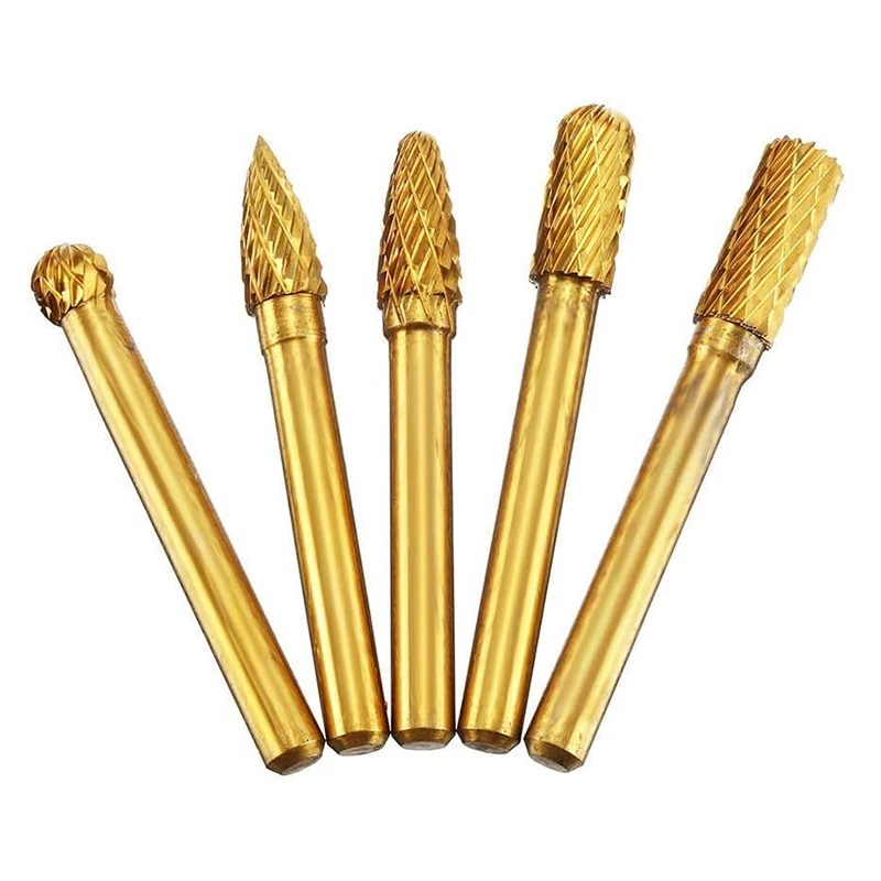 Wood Boring Machinery 5 Pcs 6X8mm Tungsten Steel Grinding Head Rotary Burrs Bits for Woodworking Drilling Metal Craving Engraving Polishing Wood Boring Machinery