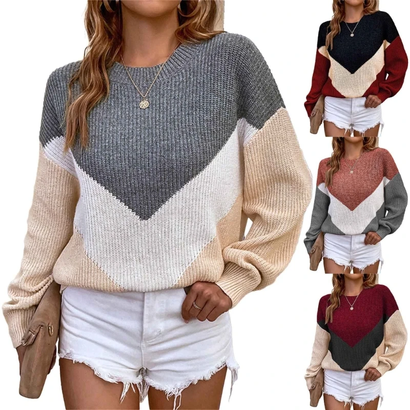 

Women Long Sleeve Neck Fashion Sweaters Soft Knitted Casual Winter Pullover Sweater Loose Jumper Tops Streetwear Dropship