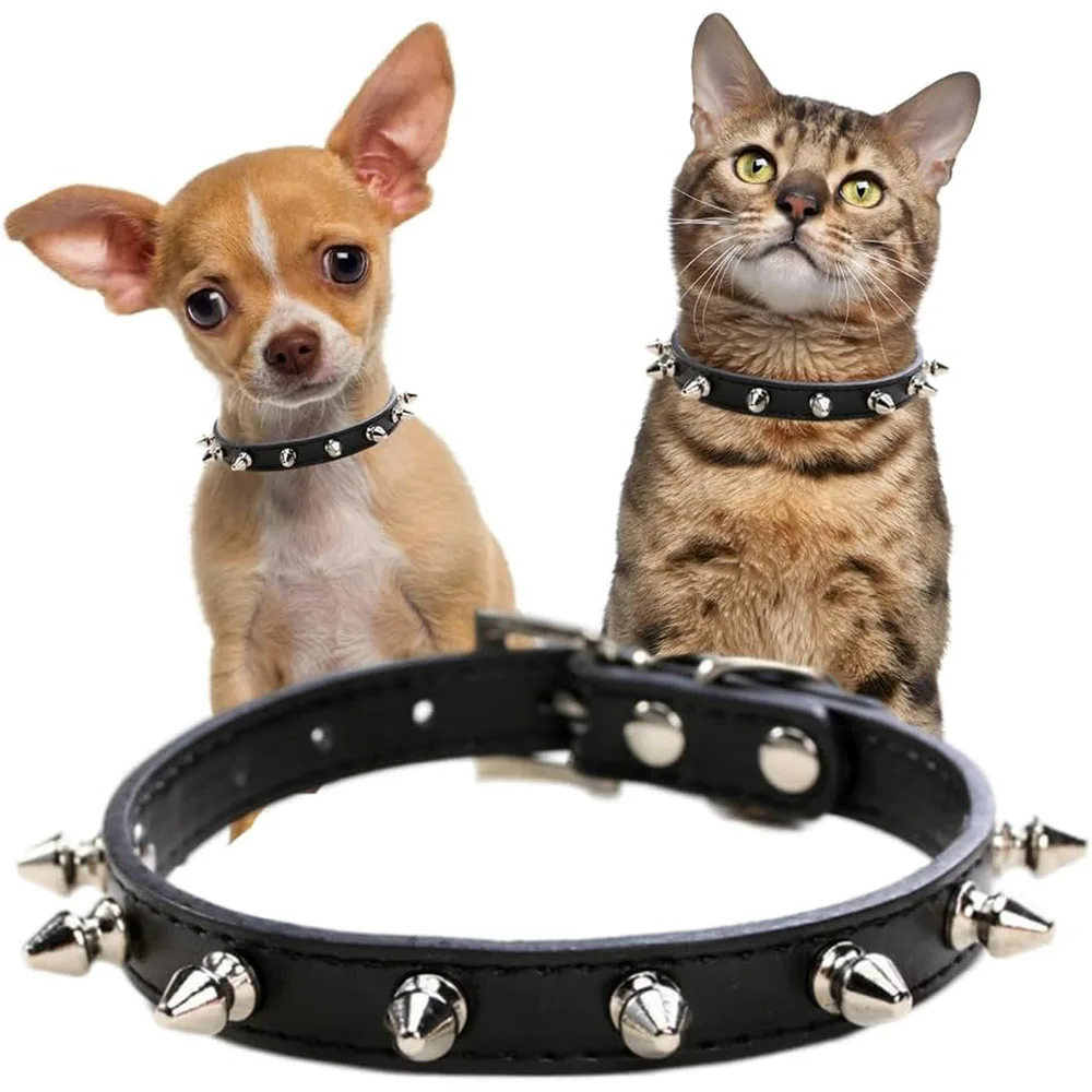 Dog Collar Pet Collar Spike Rivet Pu Leather Studded Spiked For Small Breed Pet Boy Dogs Male Cat Chihuahua