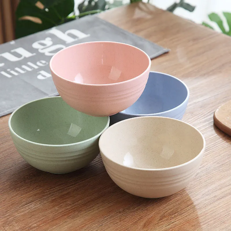Tableware Set Cereal Bowls 4pcs Wheat Straw Food Bowls Salad Bowls Unbreakable Mixing Reusable Home Dinnerware Suitable for Salads, Rice