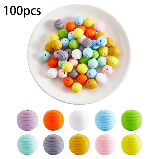 100Pcs 15mm Silicone Beads Multicolor Round Silicone Beads Kit Loose Bulk  Silicone Beads for Keychain Making Necklace Bracelet Crafts, Mixed Color