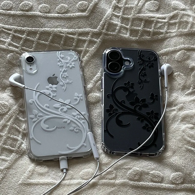 Elegant Art Flower Shockproof Transparent Phone Case Cover