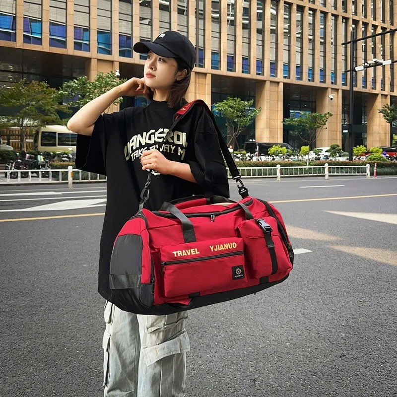 Borsa da viaggio di grande capacità, borsa da weekend, borsa da viaggio con scomparto per scarpe, borsa sportiva da fitness per donna, borsa a tracolla - immagine 3
