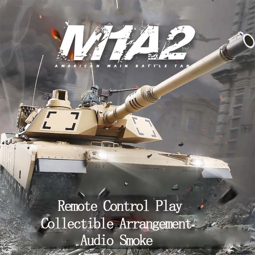 Remote Control Tank Heng Long 1/16 TK7.0 Customize 3918 USA M1A2 Abrams Main Battle RC Tank Turret Barrel Recoil BB Shooting Children Toys