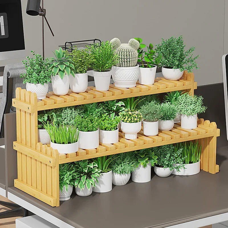 Bamboo Plant Shelves Multi Layer Flower Rack Desktop Plant Stands for Indoor Home Office Window Balcony Display Home Decoration