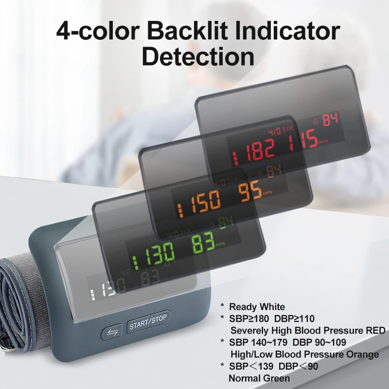 Recharge Arm Medical Blood Pressure Monitor Digital Tensiometer Cuff Portable Irregular Pulse Heart Rate Sphygmomanometer