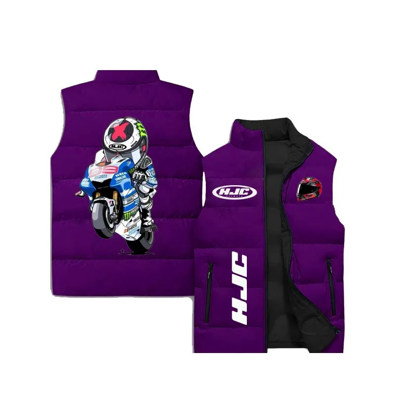 thumbnail image 1 of Chaqueta sin mangas con estampado de motocicleta HJC para otoño/invierno, estilo hip-hop callejero, resistente al viento y cálida, talla grande para hombre, 1 of 4