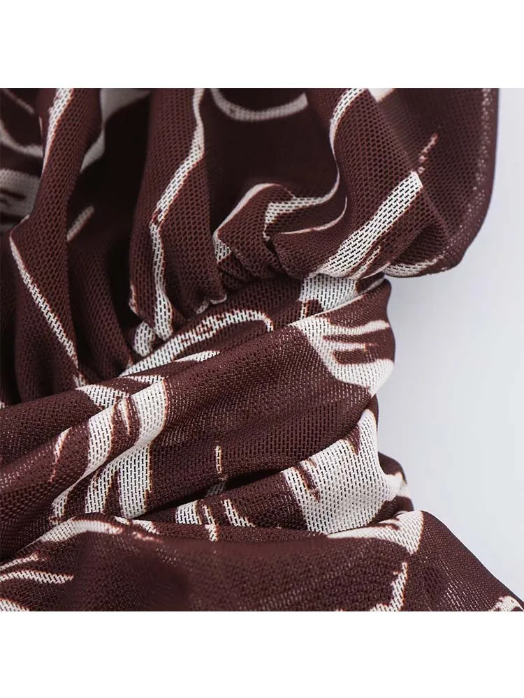 Women Elegant Printing Halter Dress Backless Sexy Tulle Long Dresses Summer 2025 New Fashion Evening Party Dresses ﻿