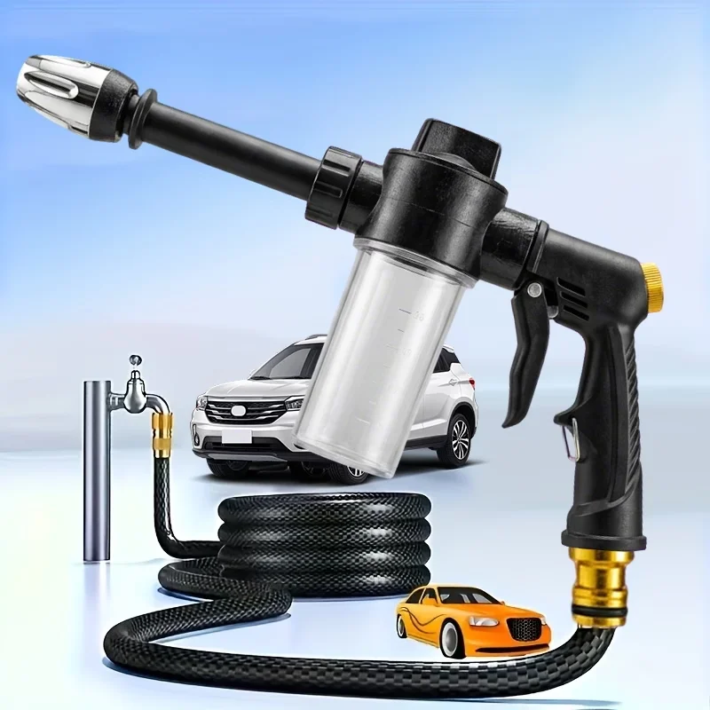 폼 병이 있는 고압 세척기 건, 다기능 물총, 자동차, 오토바이, 가정, 정원 청소 도구