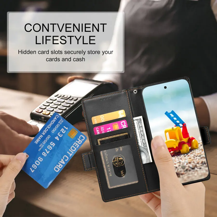 Luxury Leather Flip Wallet Case - Pixel Pro Series 5G