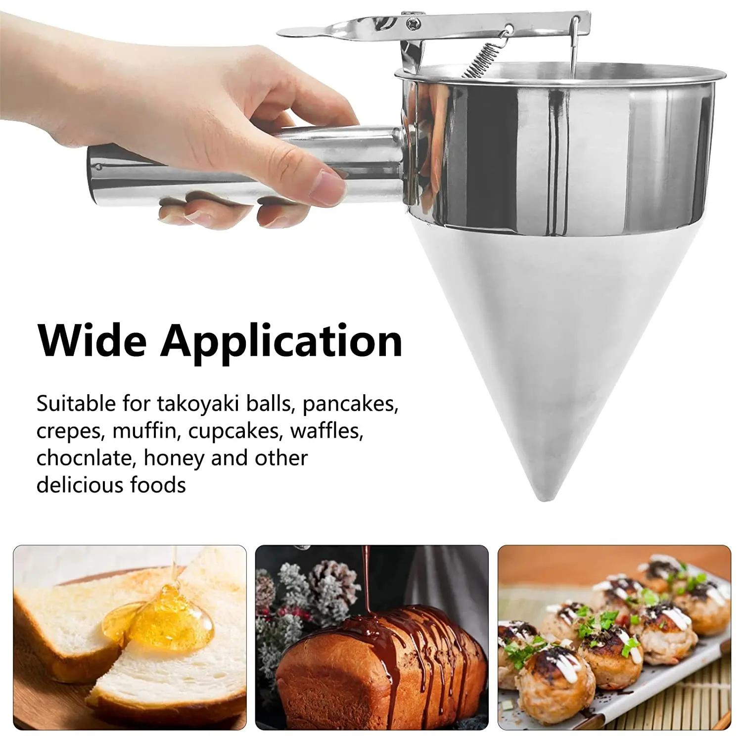 Pancake Batter Dispenser, Multi-caliber Stainless Steel Funnel Cake  Dispenser with Stand Great for Pancakes, Cupcakes or Any Baked Goods