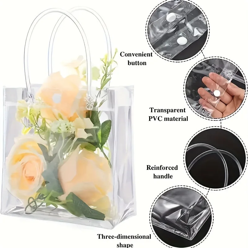 Gift bags 5/10/20PCS Transparent Plastic with Handle Reusable PVC Wedding Birthday Party