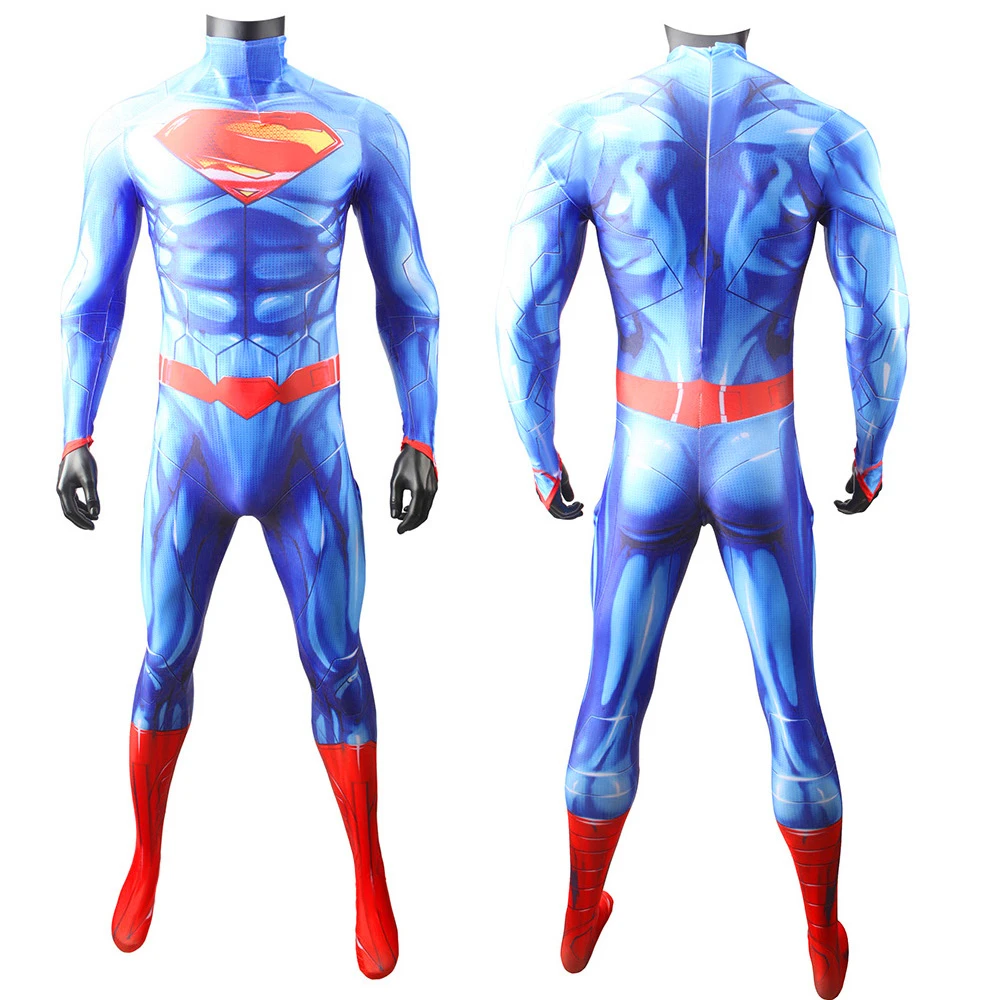 DC-Inspired Superman: Man of Steel Spandex Bodysuit Cosplay Costume for Adults and Kids