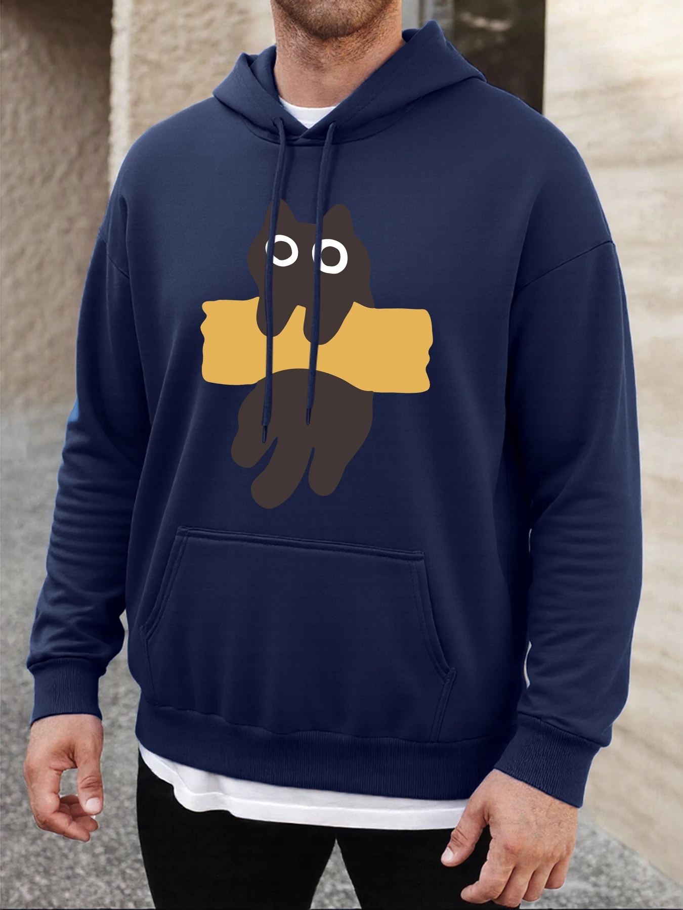 Open Your Eyes Wide And Look At Your Little Cat Print Hoody Men Casual All-Match Hoodie Trendy Fleece Clothes Autumn Unisex Top