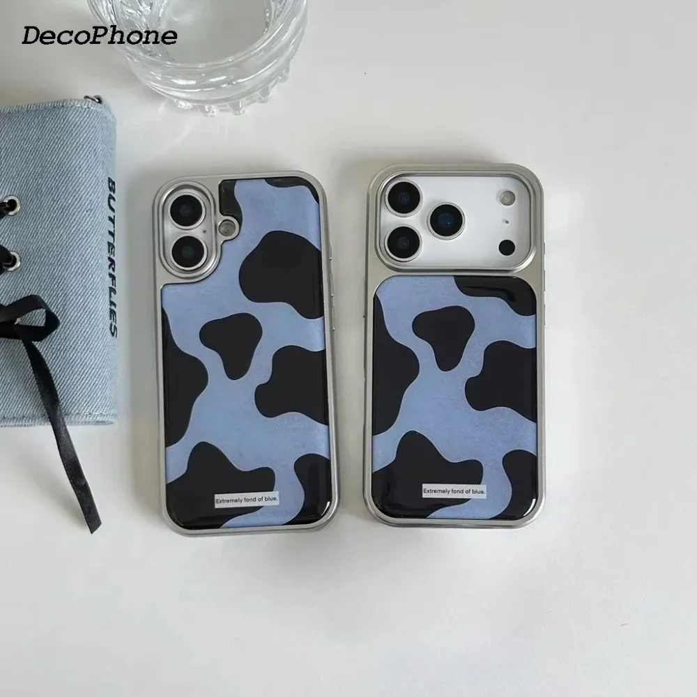 Retro Color Collision Pattern Electroplated Resin Black Phone Case Cover