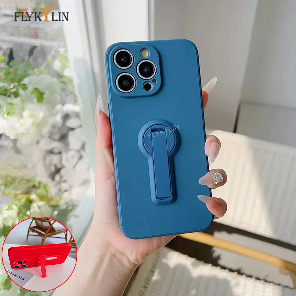 Luxury Hidden Folding Bracket Stand Matte Silicone Phone Case