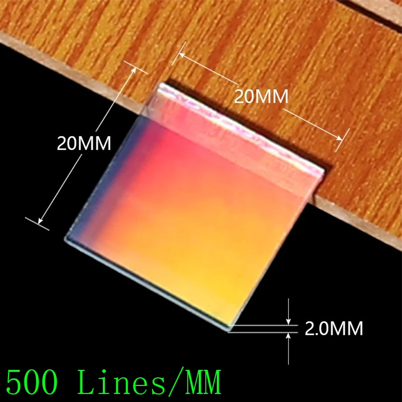 

500 Lines/mm Orthogonal Transmission Diffraction Grating High Precision 2D Spectroscopic Holographic Optical Instrument 20x20mm