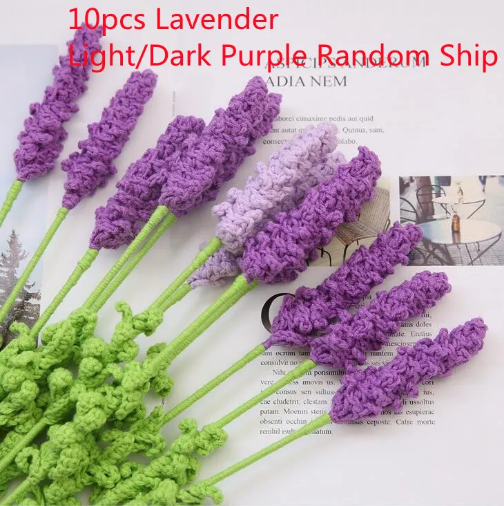 

Finished 10pcs Hand-knitted Handmade Yarn Crochet Sunflower Bouquet Decorative Wedding Artificial Daisy Flowers Home Decoration