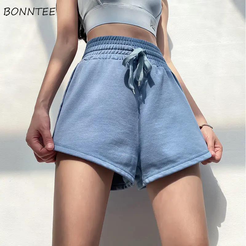 

Wide Leg Shorts Women Loose Sporty High Waist Solid All-match Hotsweet Fashion Ladies Chic Casual Drawstring Summer Breathable