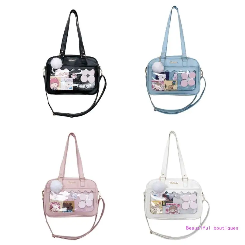 

Japanese Harajuku Ita Bag for Women PU Transparent Pocket Itabag High School Girls Uniform JK Crossbody Shoulder Bag DropShip