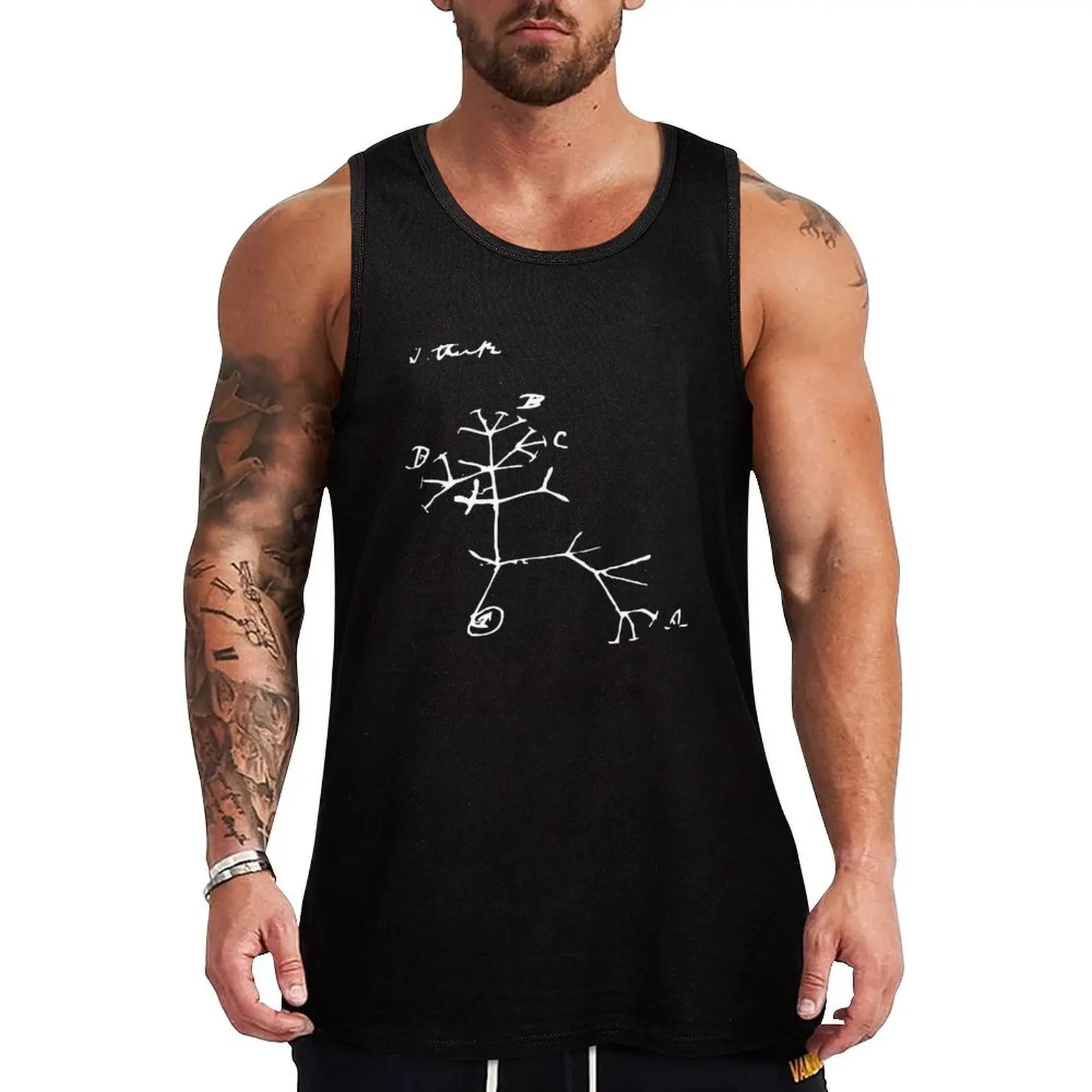 Darwin I Think Tree (White) Tank Top man sexy?costume sports suits vests for men