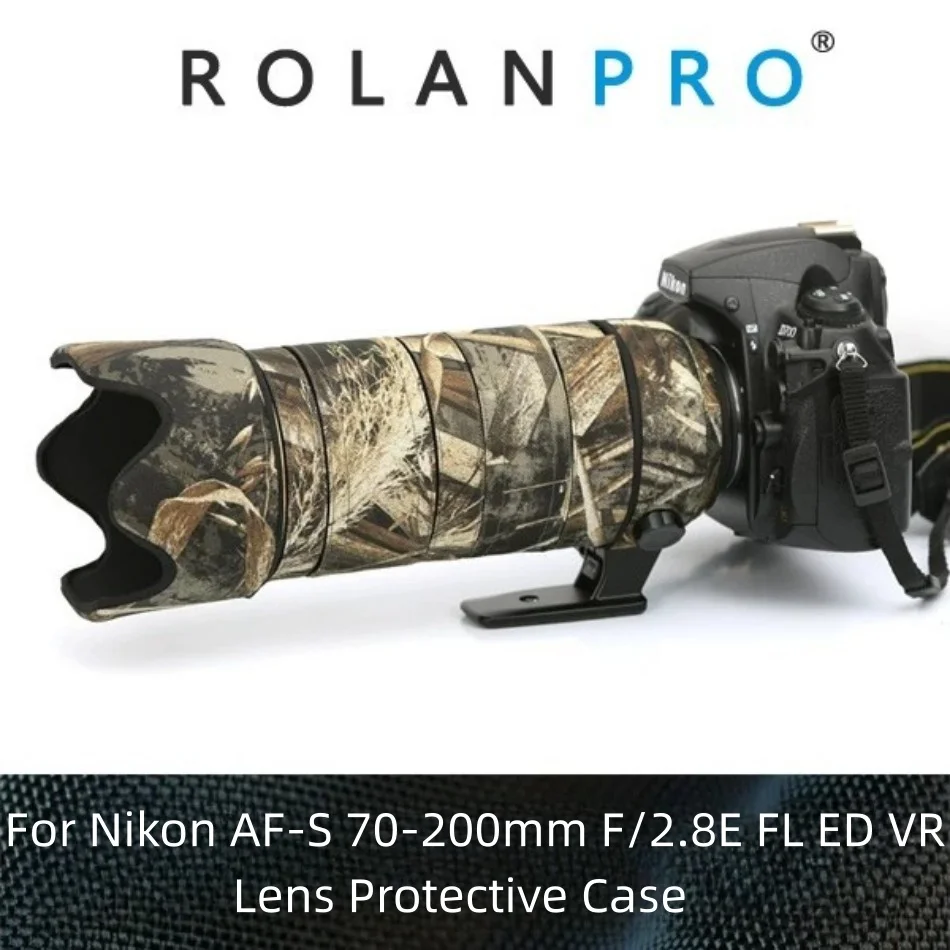 ROLANPRO 위장 렌즈 코트 니콘 AF-S 70-200mm F2.8 E FL ED VR 방수 및 방우 렌즈 70200 보호 커버