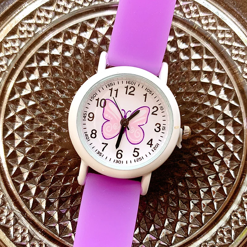 2023 New glow-in-the-dark silicone with butterfly children's watch Girl fluorescent jelly waterproof quartz watch wholesale 3