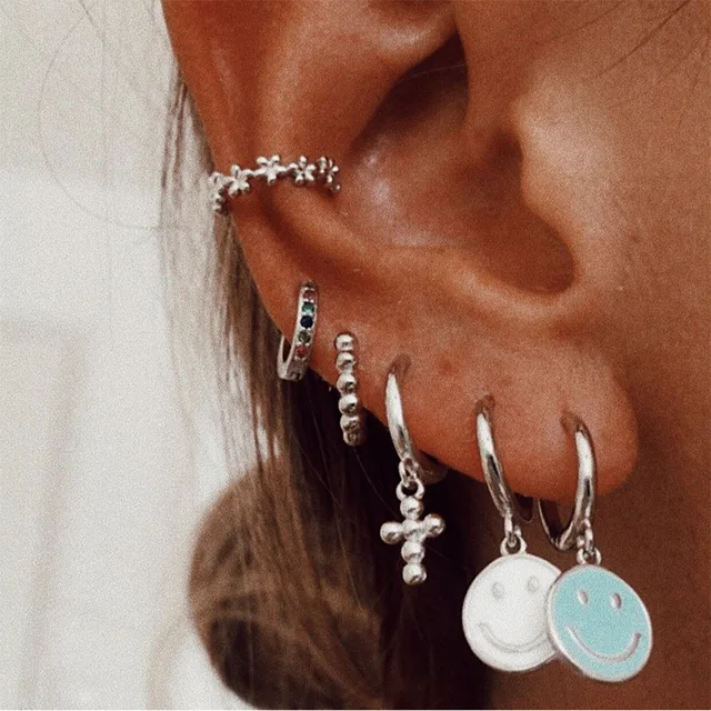 Cute Round Face Drop Earrings For Women Multicolor Enamel Funny Face Hoop Earrings Charm Circle Earrings Jewelry 2