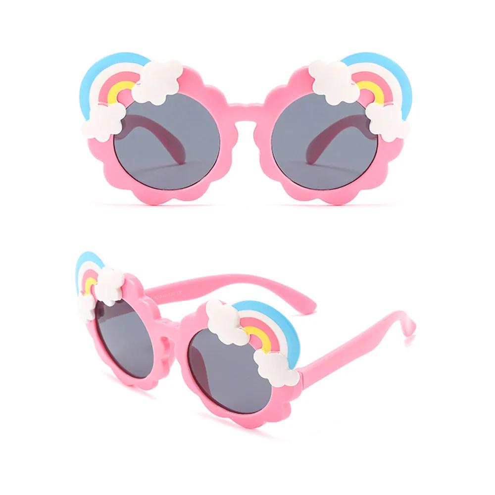 Rainbow Sung Uv Resistant Sunglass For Children Silicone Soft Sun G For Girl Boy Safety Eyewear Cute Round_voghion.com