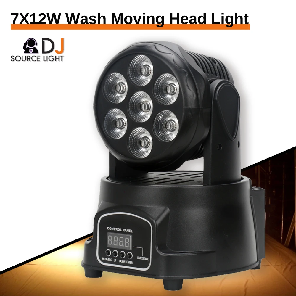 

7x12W LED Moving Head Light 4 IN 1 RGBW Professional Stage Effect 9/14CH DMX Wash Light for Disco DJ Music Party Dance Club