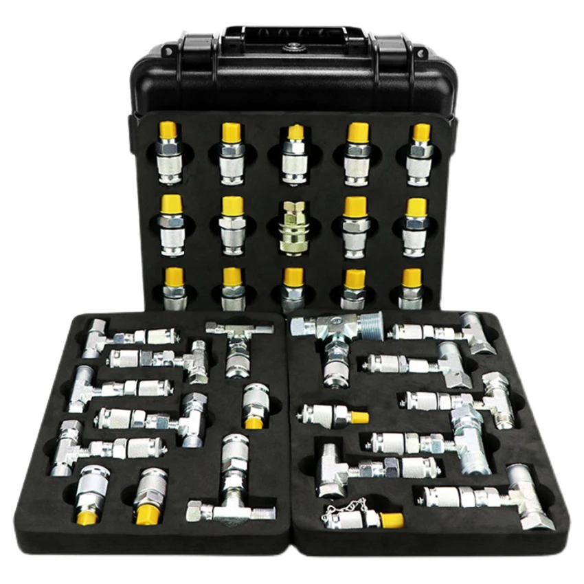 Kit Manomètres Hydrauliques 10–60 MPa – 4 Jauges + 10 Raccords + 3 Tuyaux, Mallette Robuste